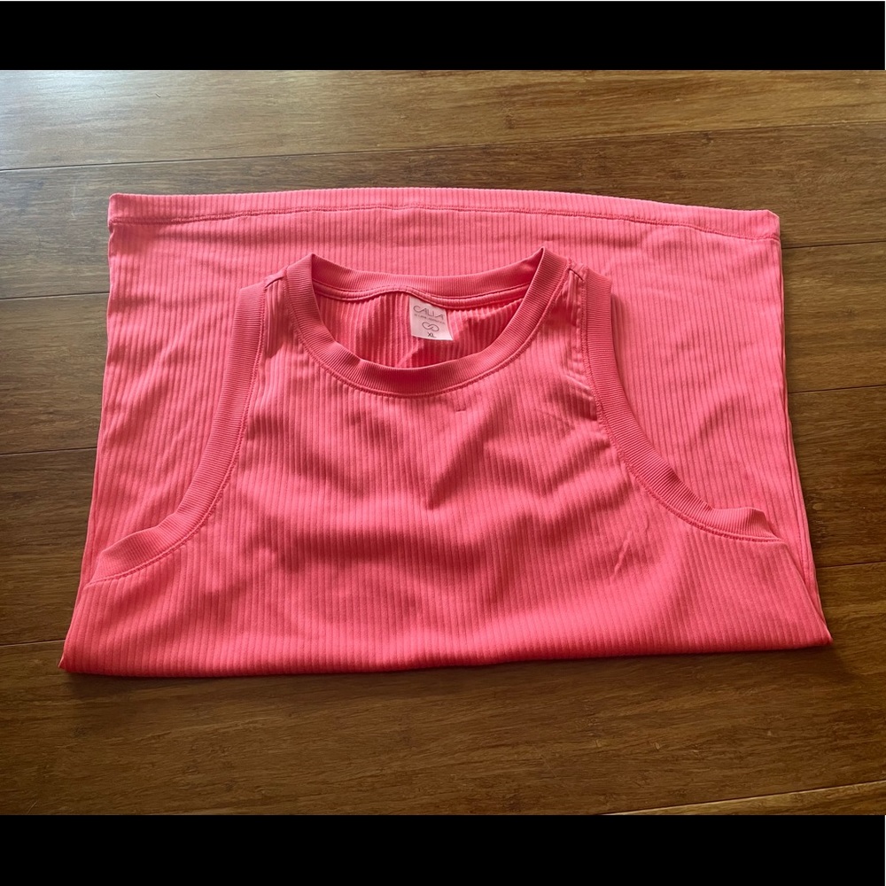 CALIA razorback tank, bright coral, fitted, size XL